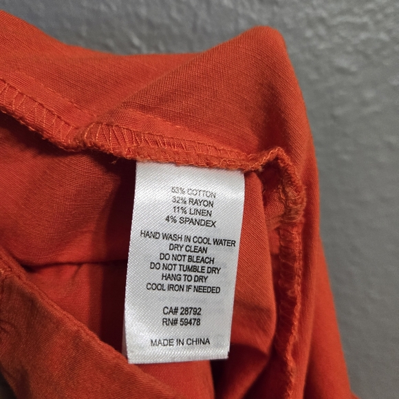 Nicole Miller New York Fall Orange Wide Leg Linen Blend Pants Size 10 - Picture 10 of 13